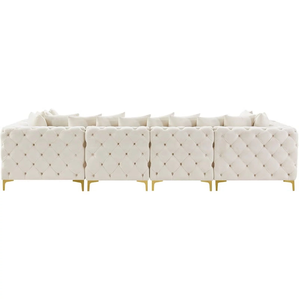 Modular Sectional Sofa Cream Velvet I124