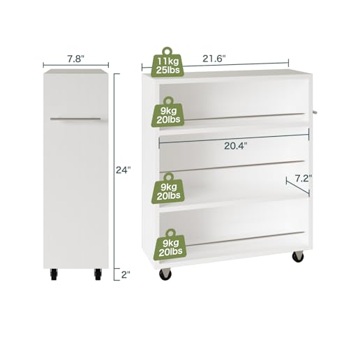 Slim 4-Tier Rolling Storage Cart with Handle for Narrow Spaces V960