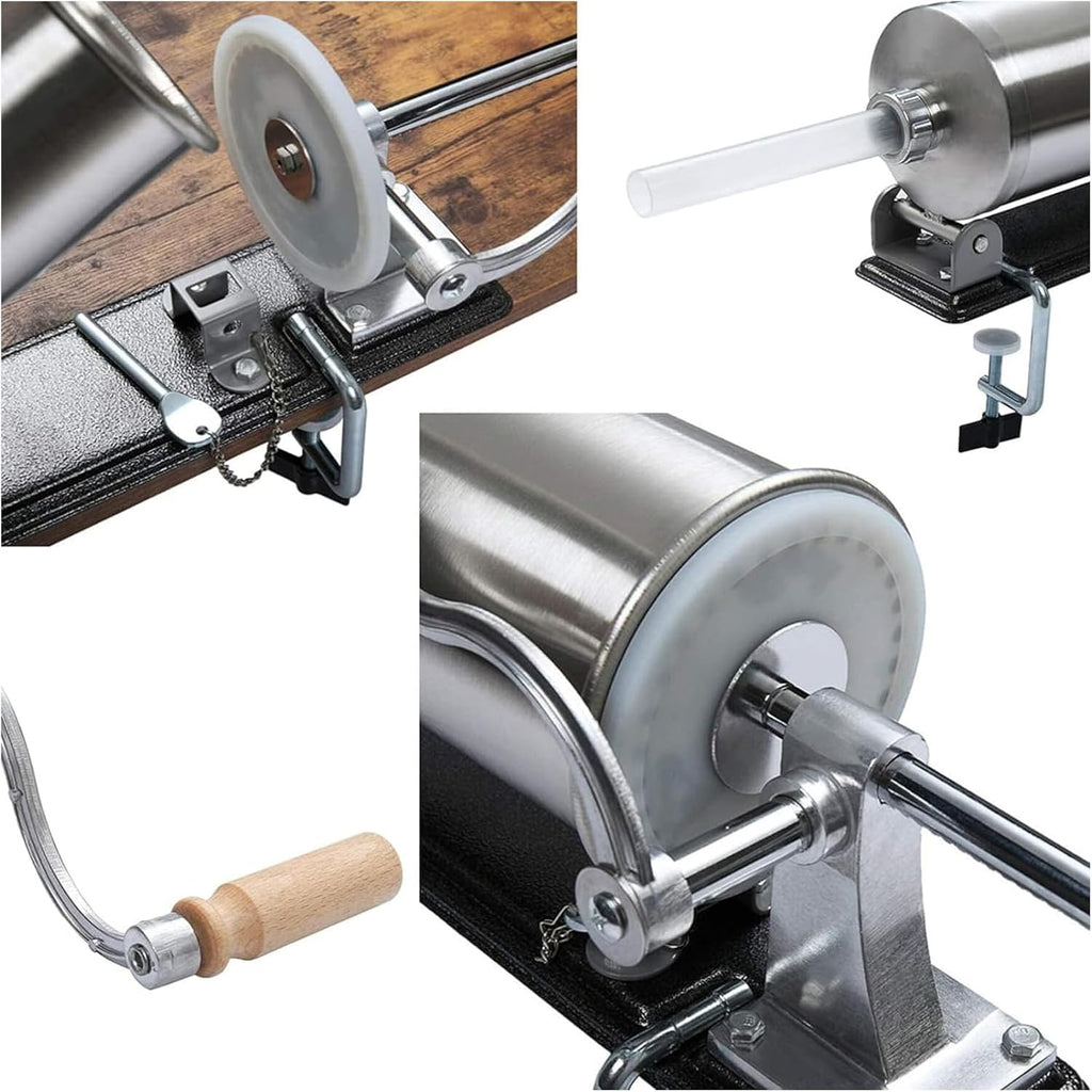 Stainless Steel Manual Sausage Stuffer, 6LBS/3L with 4 Filling Tubes O91989