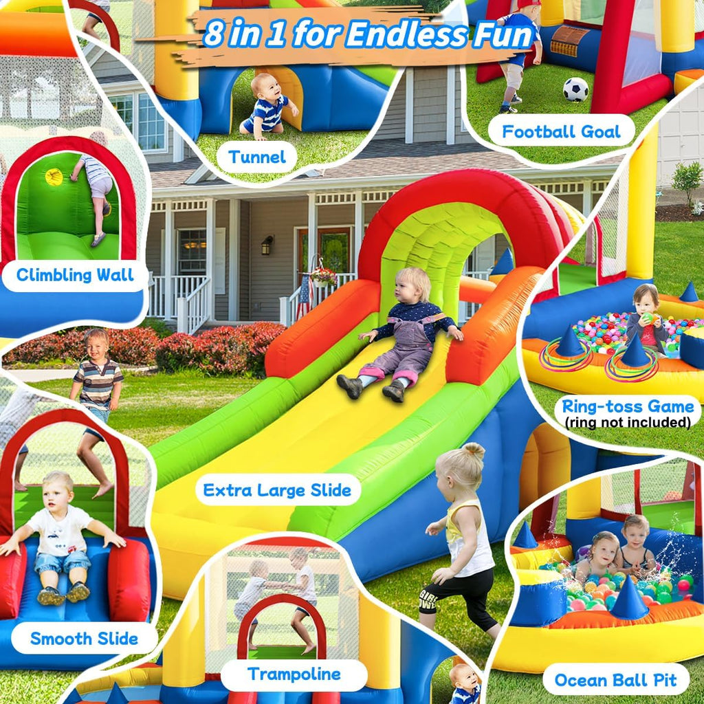 Inflatable Bounce House with Two Slides for Kids, Indoor Outdoor Z74019