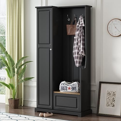 Hall Tree with Flip-Up Bench and Shoe Cabinet W20153