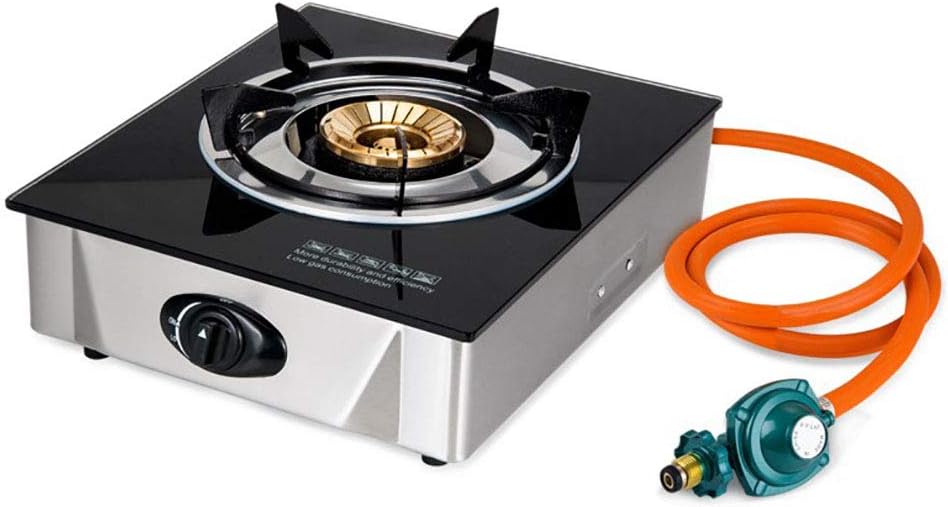Single Propane Gas Burner Stove with Auto Ignition, Tempered Glass Top I726
