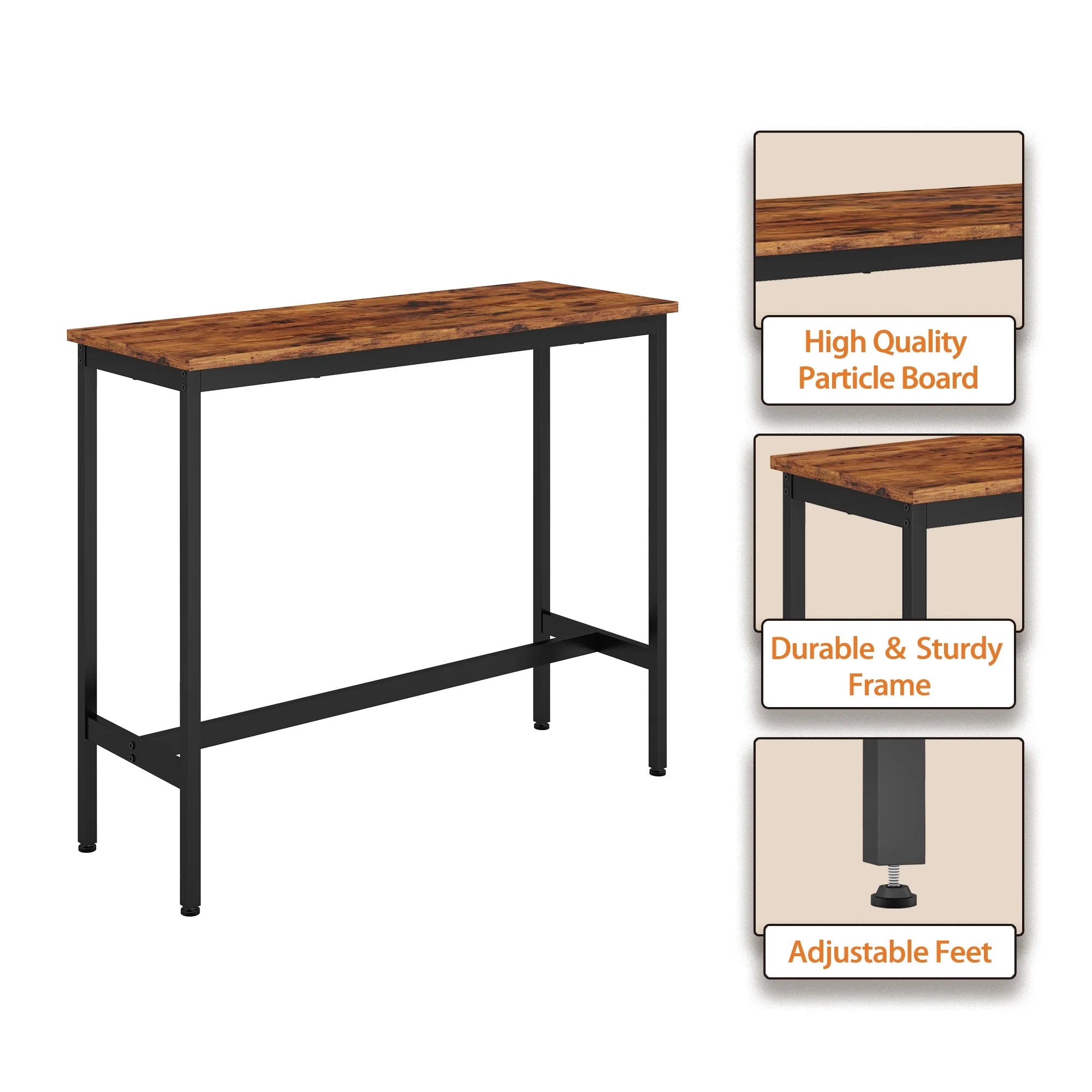 3 Piece Bar Table Set with 2 Stools, Rustic Brown M1260
