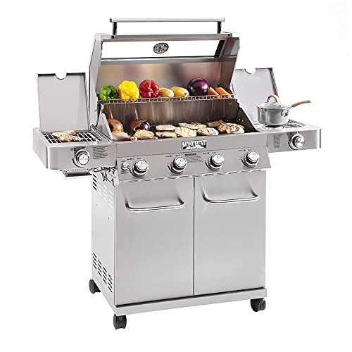 4-Burner Propane Gas Grill Stainless Steel Cabinet with Side Burner and Rotisserie Kit I16176