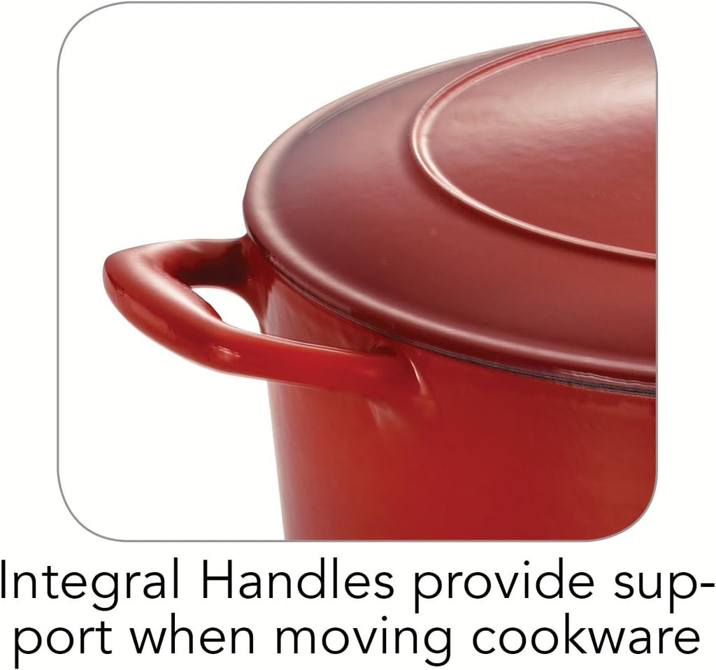 Enameled Cast Iron Dutch Oven, 6.5-Quart, Red D254873