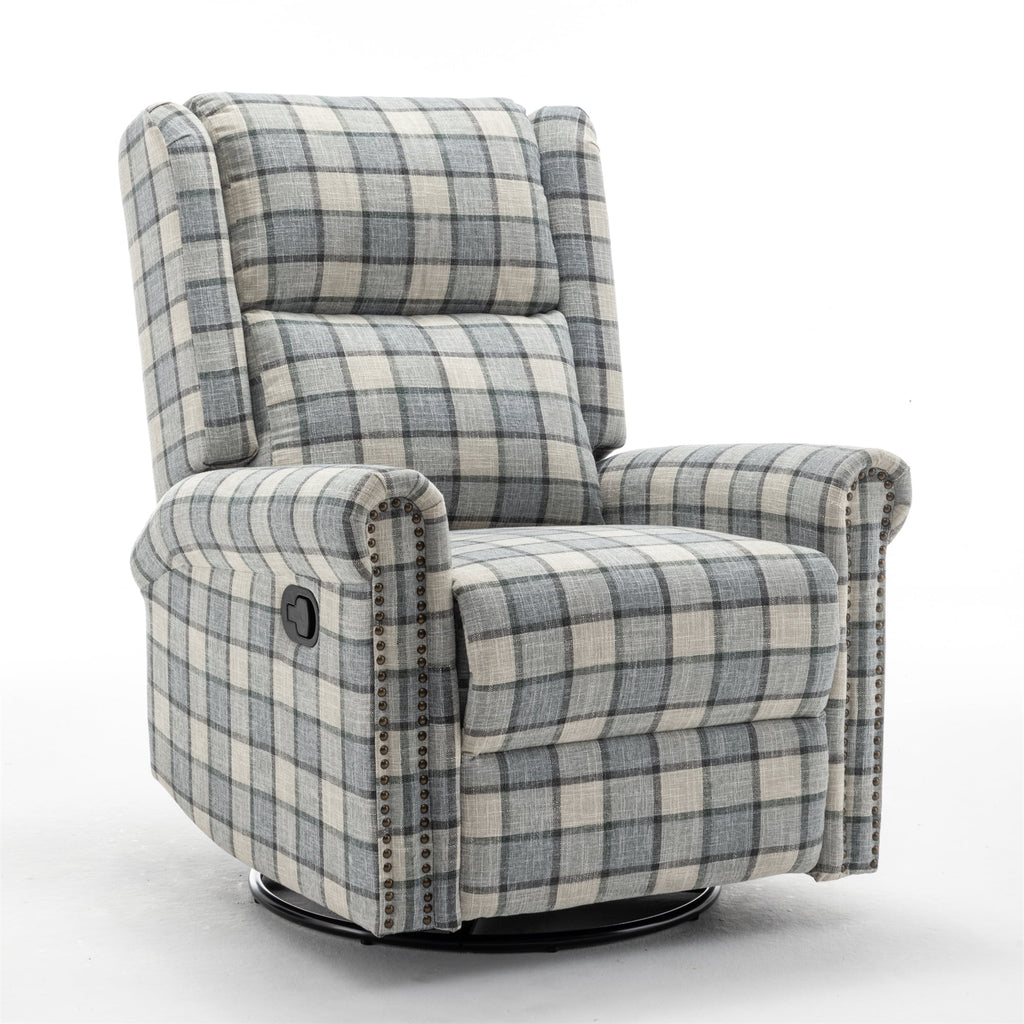 Swivel Rocker Recliner Chair with Padded Seat, 360 Degree Glider for Living Room Y980420
