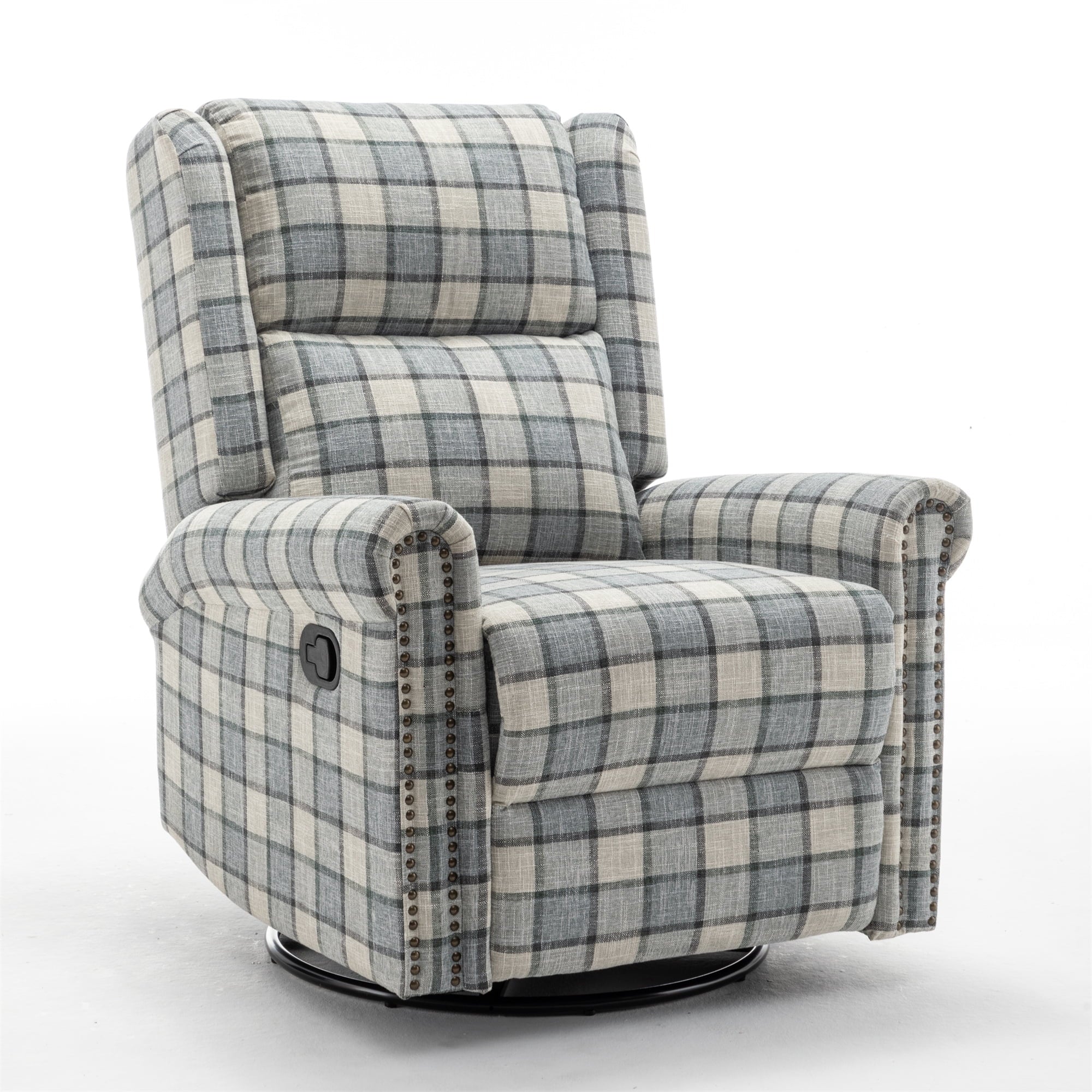 Swivel Rocker Recliner Chair with Padded Seat, 360 Degree Glider for Living Room Y980420