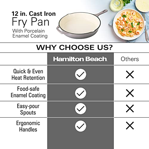 Enameled Cast Iron Fry Pan 10-Inch, Skillet for Stove Top and Oven H5279