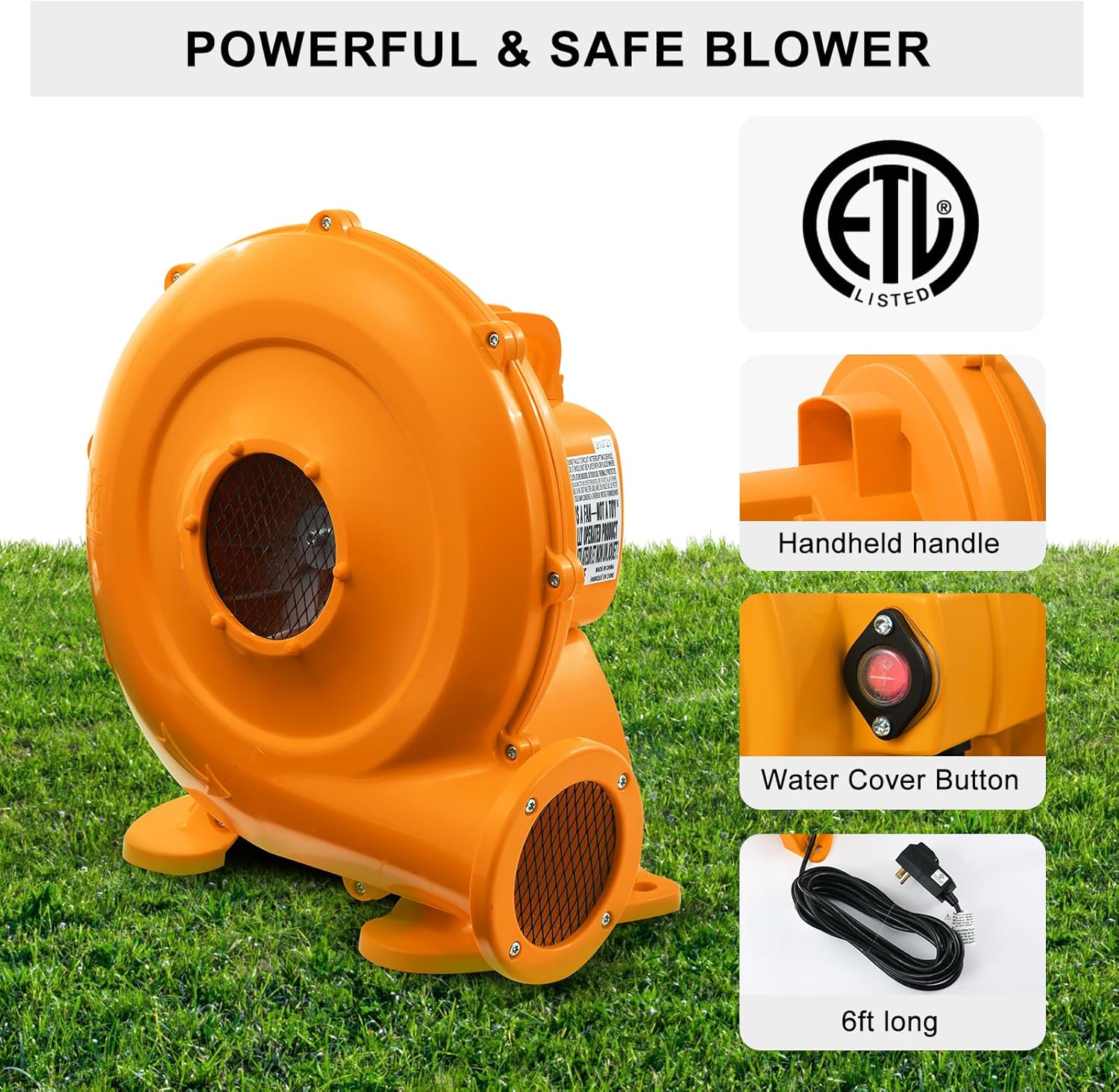 Inflatable Bounce House with Blower for Kids, Indoor Outdoor Bouncy Castle with Double Slide D81783