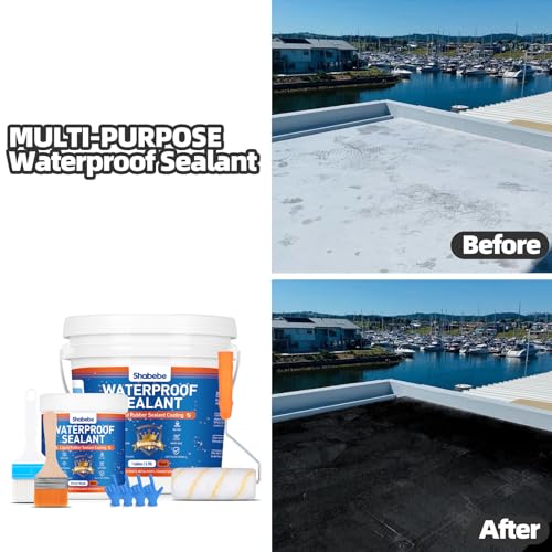 Waterproof Sealant 32oz Black, Liquid Rubber Coating for Roofs Walls F552
