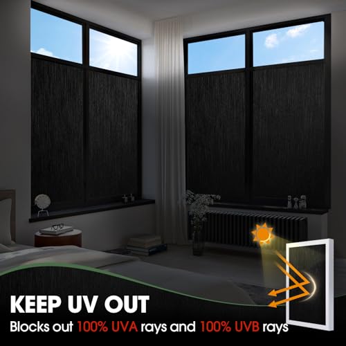 Blackout Window Privacy Film Anti UV Static Cling Removable Room Darkening Tint V6587
