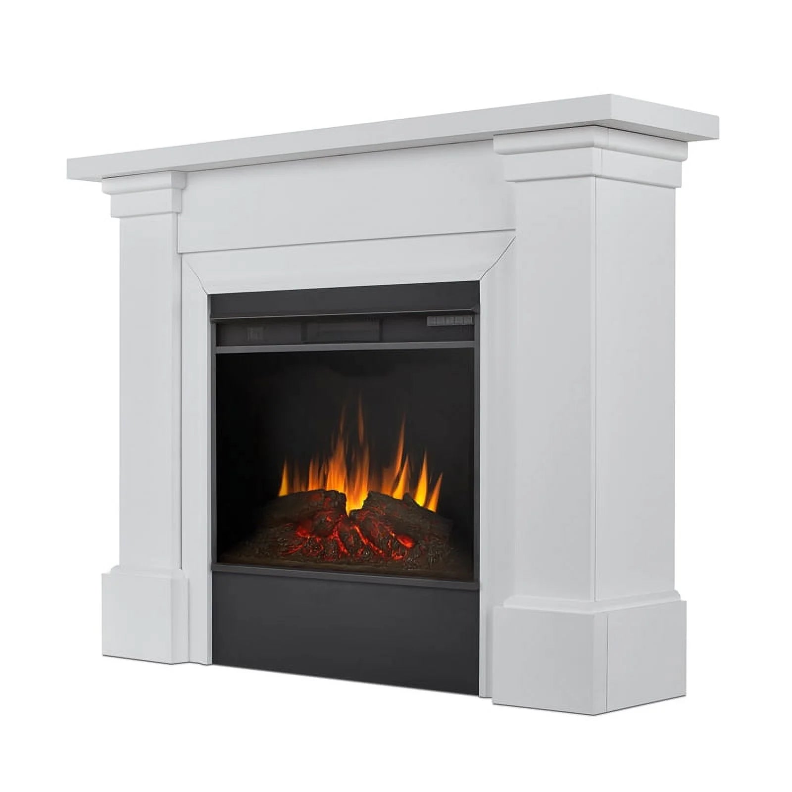 Modern Wood Grand Electric Fireplace in White P17323