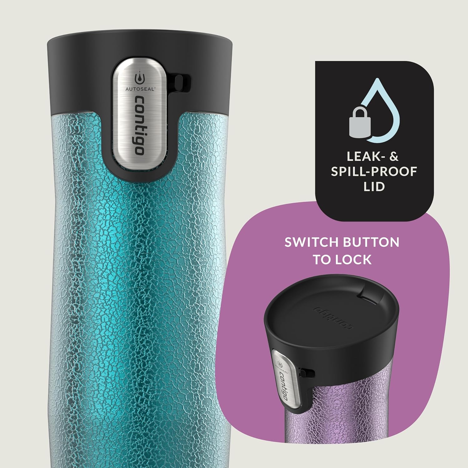 Vacuum-Insulated Stainless Steel Travel Mug with Easy-Clean Lid, 16 oz, 2-Pack X841831