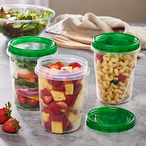 6 Pack Twist Cap Food Storage Containers with Green Screw on Lid, 16 oz, Freezer and Microwave Safe W967560