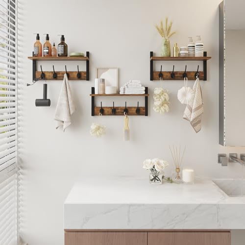 Wall Mounted Wood Coat Rack with 16 Hooks, Set of 4 O454419
