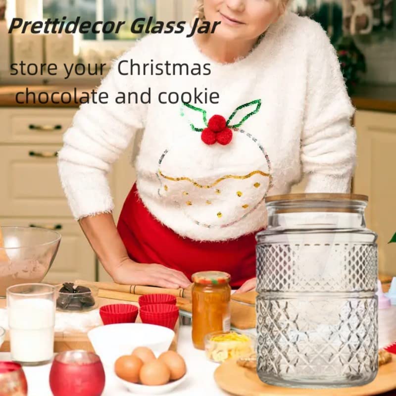 1 Gallon Glass Cookie Jar with Bamboo Lid, Airtight Food Storage Container R54596