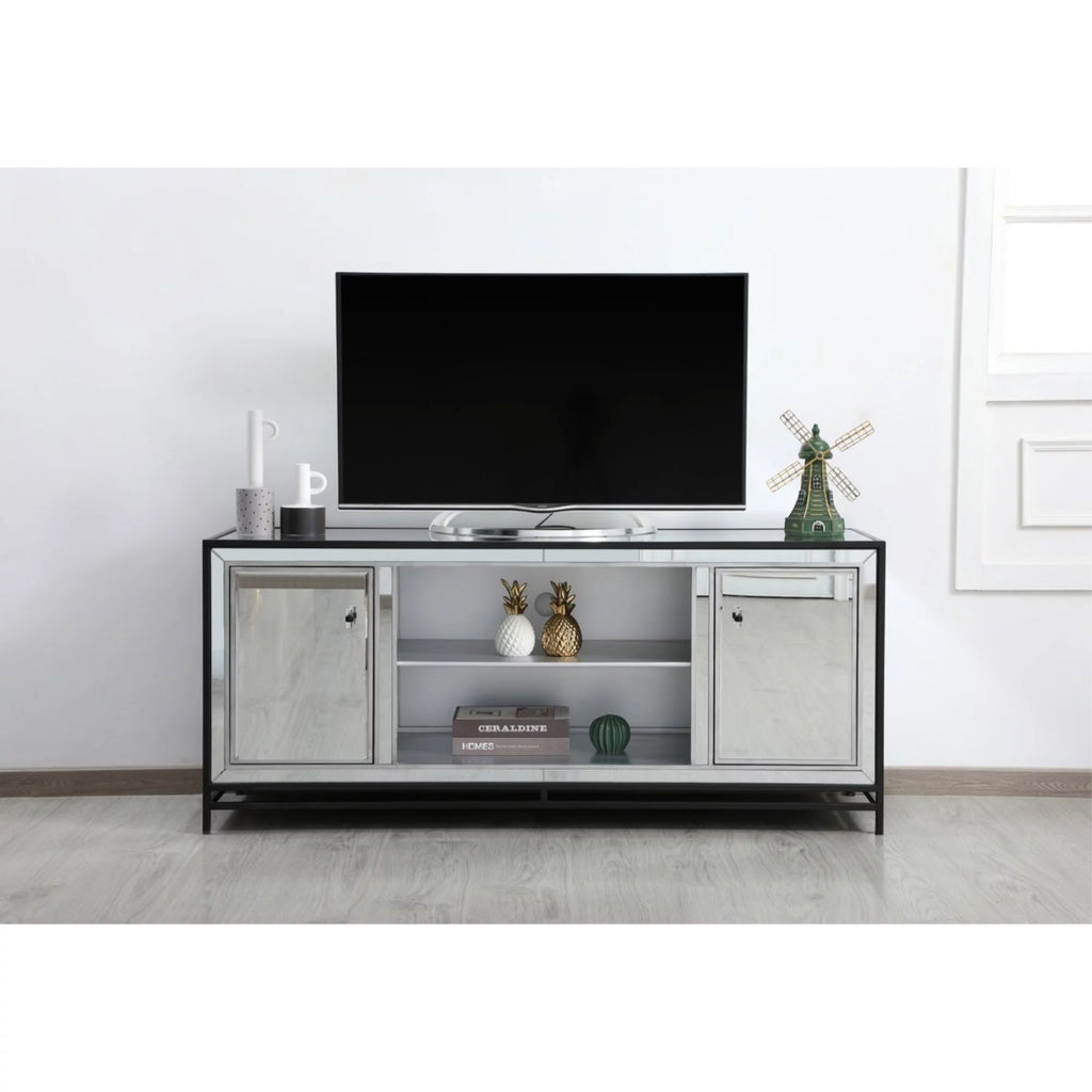 Mirrored TV Stand for TVs up to 55" in Black T40278
