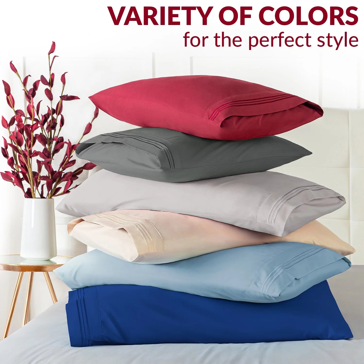 Pillow Cases Standard Size Set of 4 - Soft Cooling Envelope Closure, Royal Blue D54630