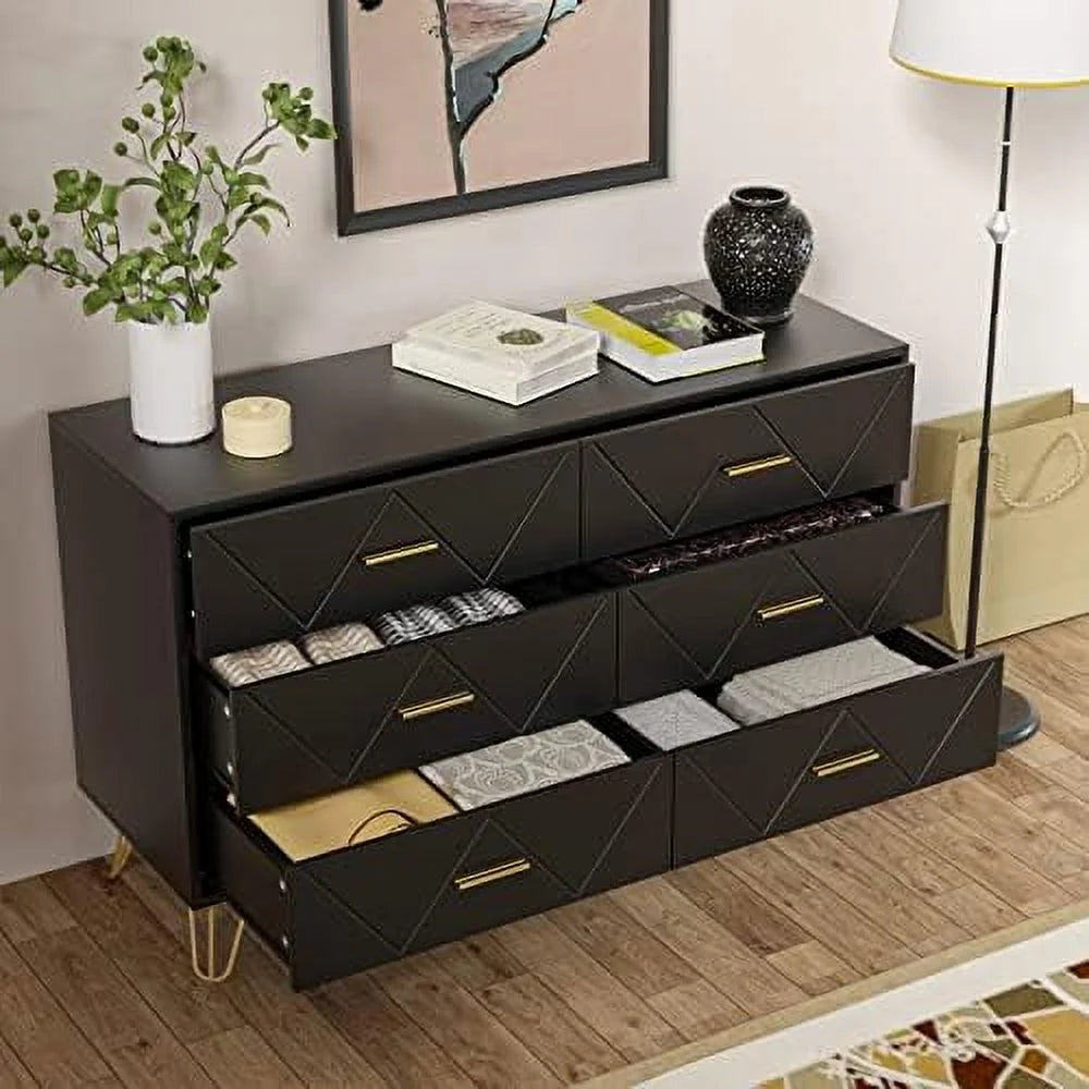 6 Drawer Dresser for Bedroom with Sturdy Frame C19291