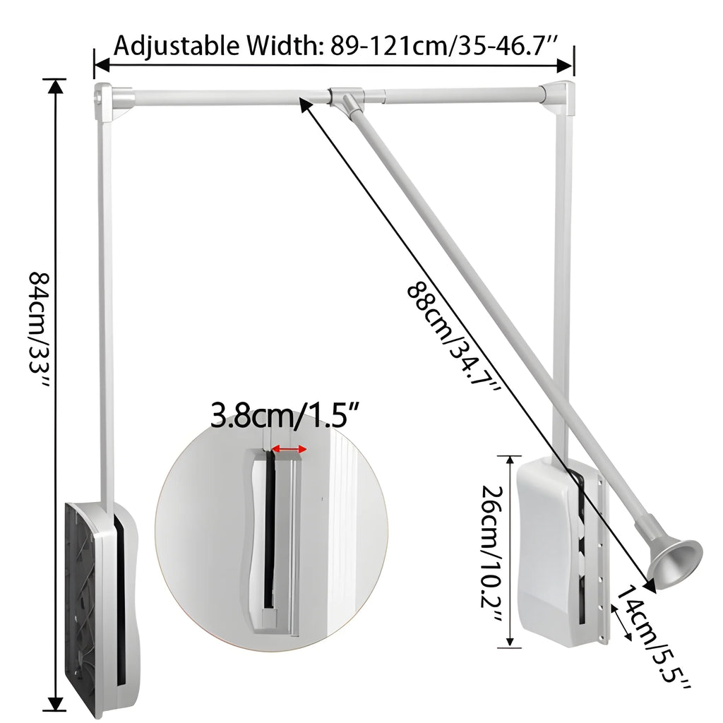 Pull Down Closet Rod, Adjustable 35-46.7 inch, Heavy Duty Hanging Clothes Rail J197