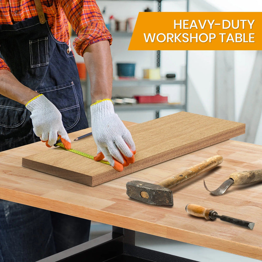 48" Adjustable Heavy-Duty Workbench with Rubber Wood Top V1606