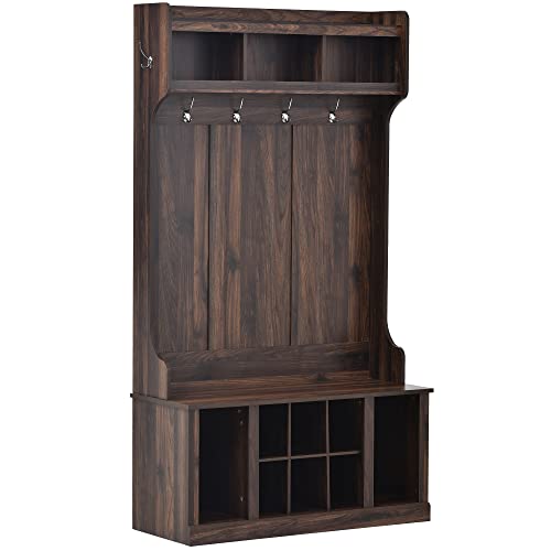 Hall Tree with Storage Bench and 6 Hooks H51569