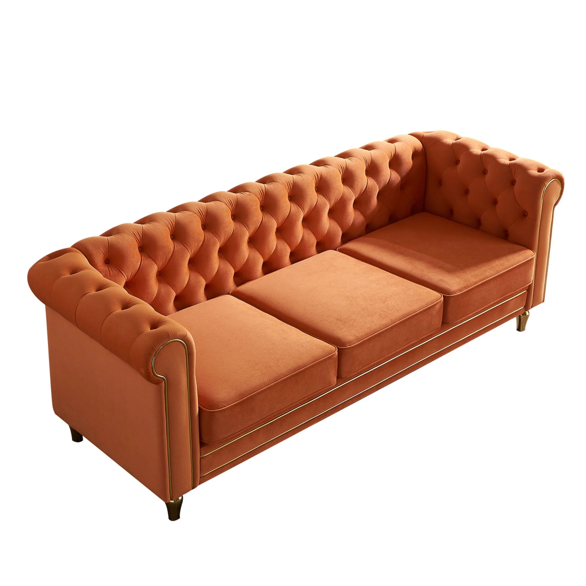 Velvet Sofa 84.65 inch for Living Room Orange W392936