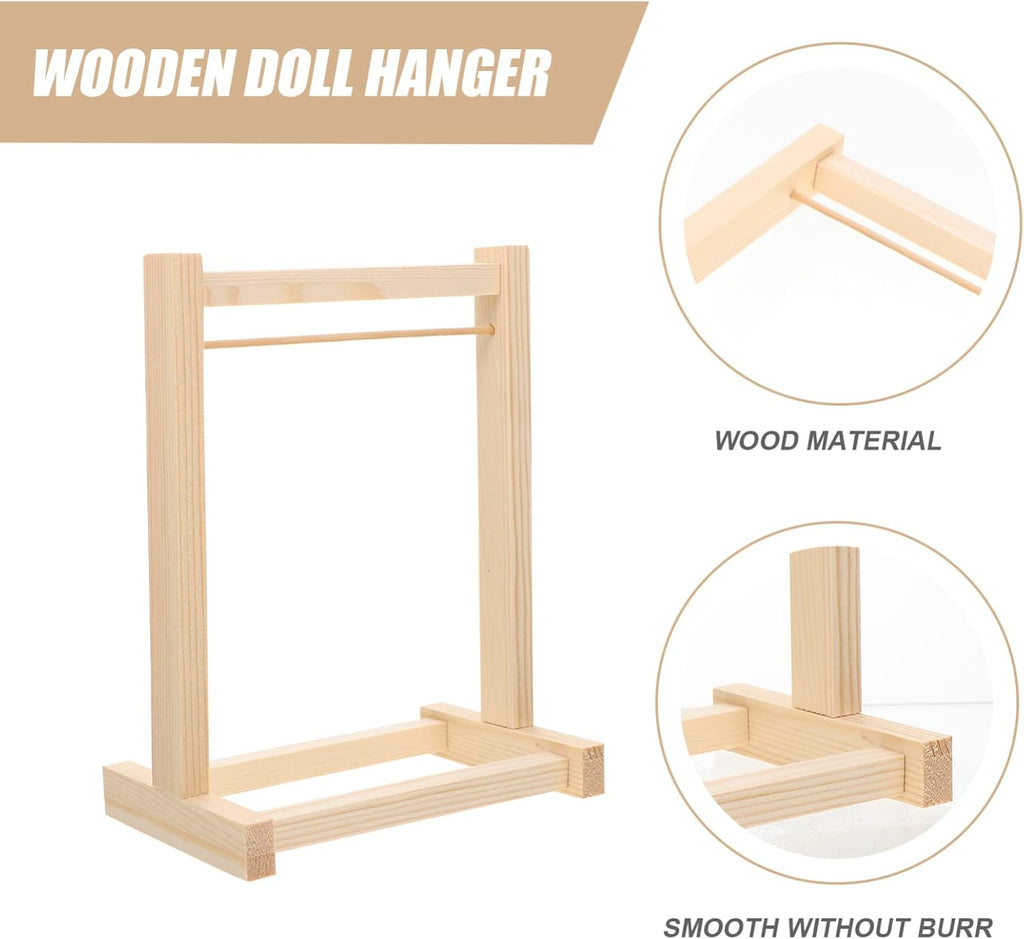 Miniature Doll Garment Rack, Wooden Dollhouse Clothes Hangers, 20cm V446