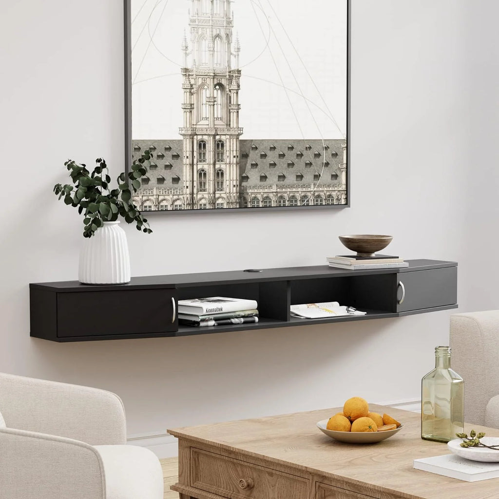 Floating TV Stand with Cabinet, Wall Mounted TV Shelf, 70'' C179431