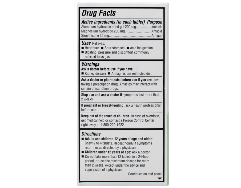 Antacid Anti-Gas Tablets Cool Mint, 100 Count N799667