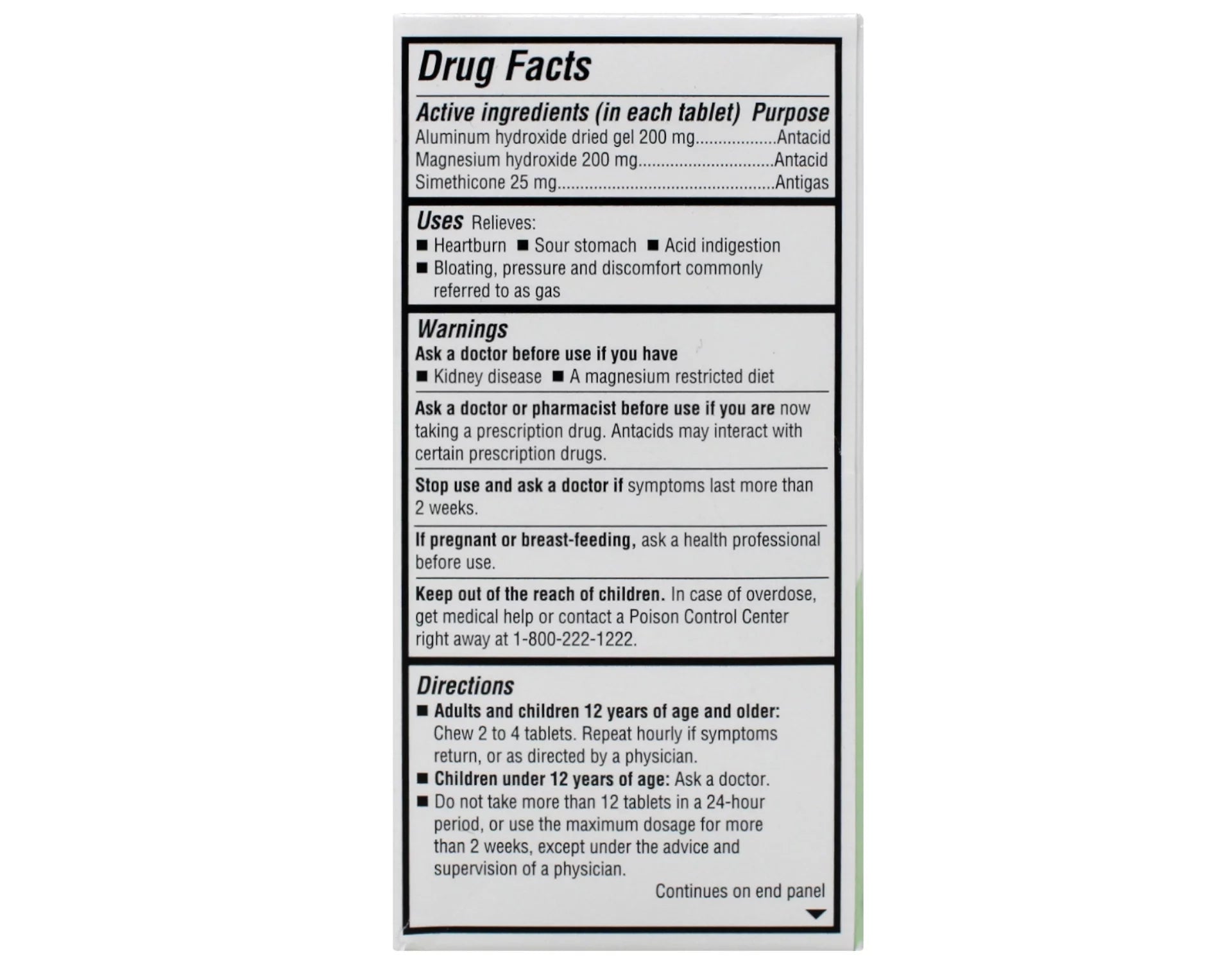 Antacid Anti-Gas Tablets Cool Mint, 100 Count N799667