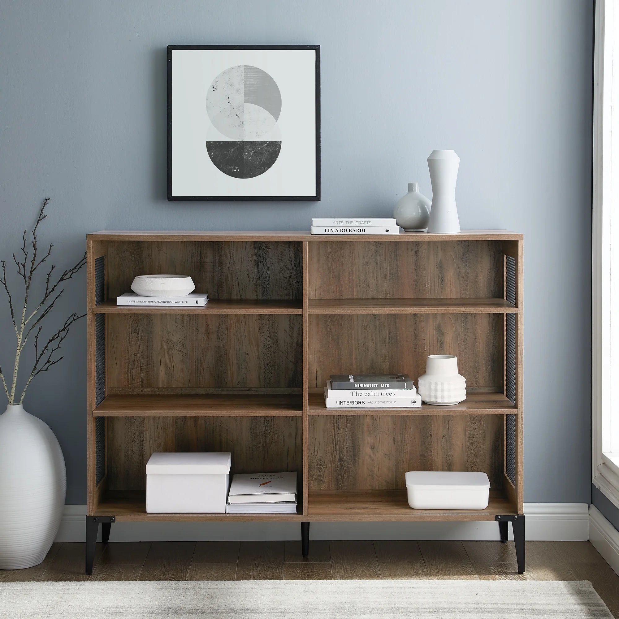 Reclaimed 6-Shelf Bookcase, Barnwood I36457