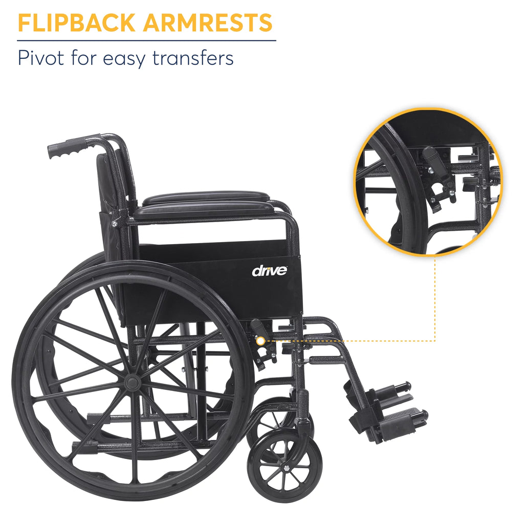 Wheelchair with Full Arms and Swing-Away Removable Footrest C5723