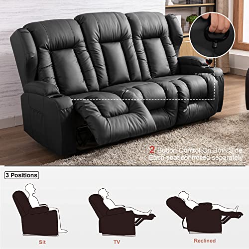 Faux Leather Manual Reclining Loveseat with Console and Cup Holders M1929