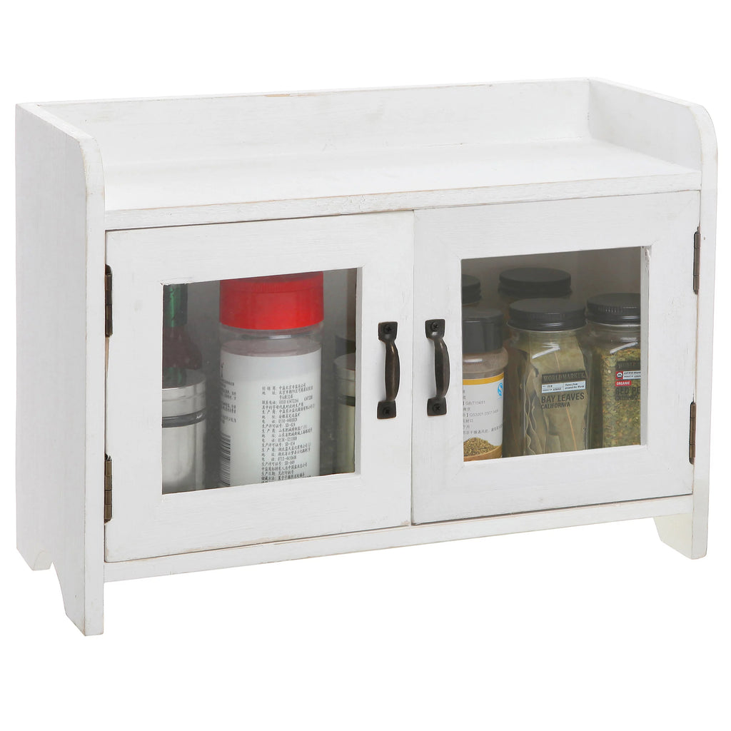Antique White Wood Countertop Cabinet Organizer E247