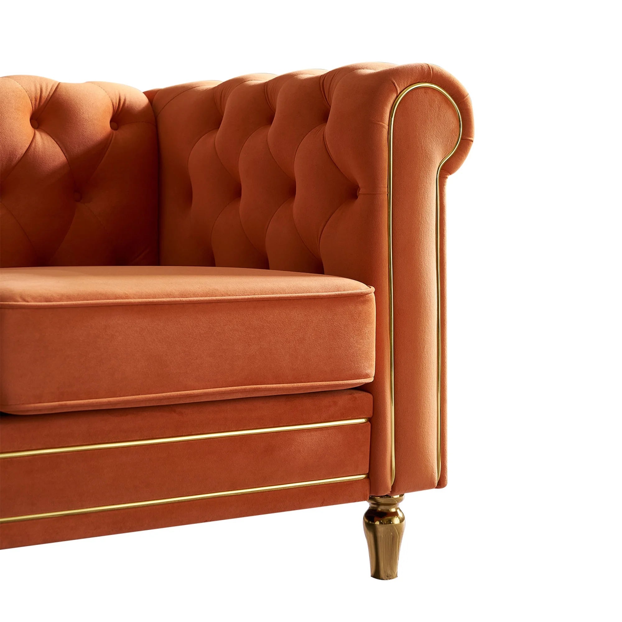 Velvet Sofa 84.65 inch for Living Room Orange W392936