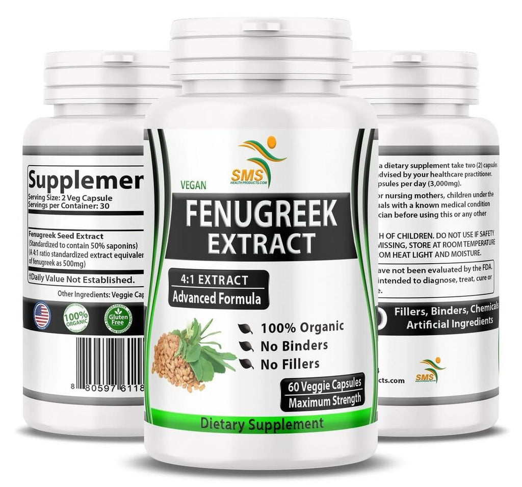 Fenugreek Seed Pills 2000mg Daily Extract, 60 Veggie Capsules T37957