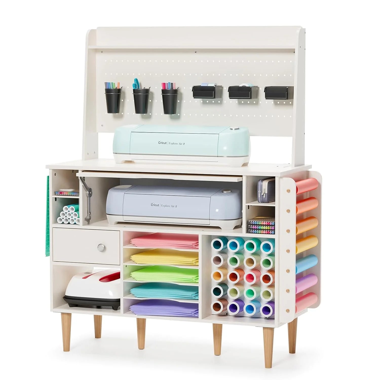 Craft Storage Cabinet with Pegboard and Vinyl Roll Holders Q83763