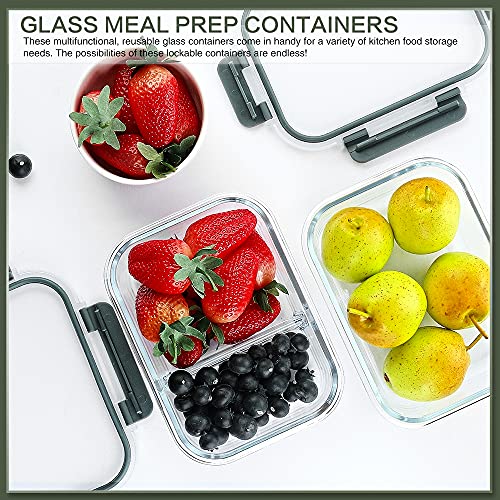 10 Pack 30 oz Glass Meal Prep Containers with Airtight Lids J13186