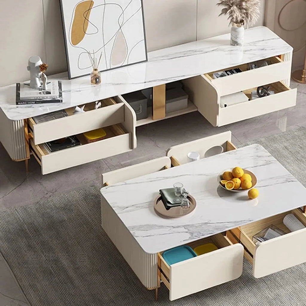 White TV Stand Display Cabinet for Living Room Y76206