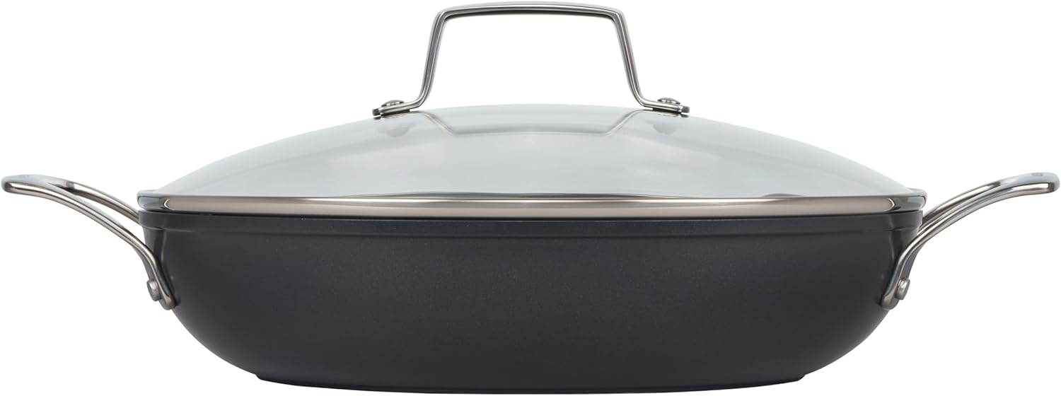 Non-stick Ceramic Shallow Braiser with Glass Lid, 3.5 qt. P333