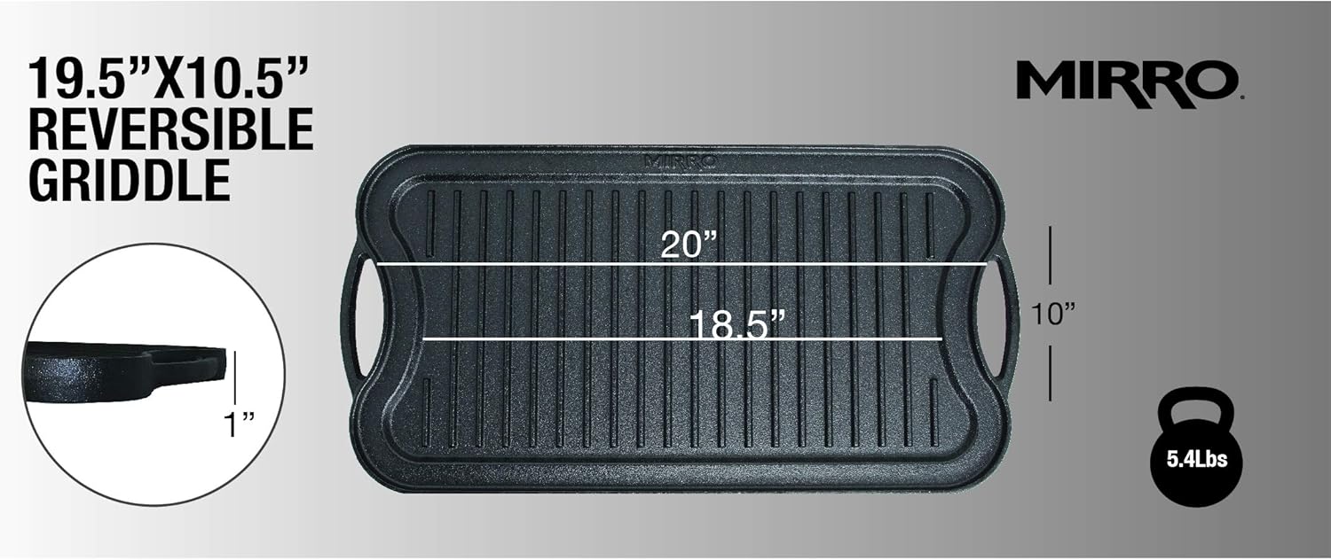 Cast Iron Reversible Grill Griddle with Handles, 20 Inch J386