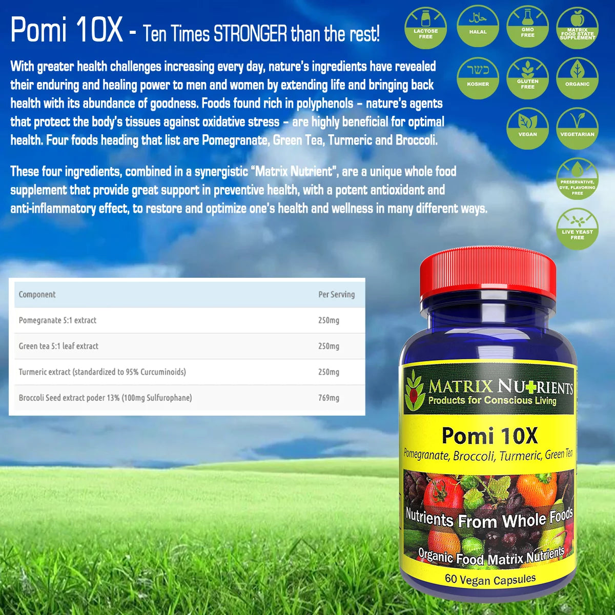 Pomegranate, Green Tea, Turmeric & Broccoli Vegan Capsules (60ct) X374765