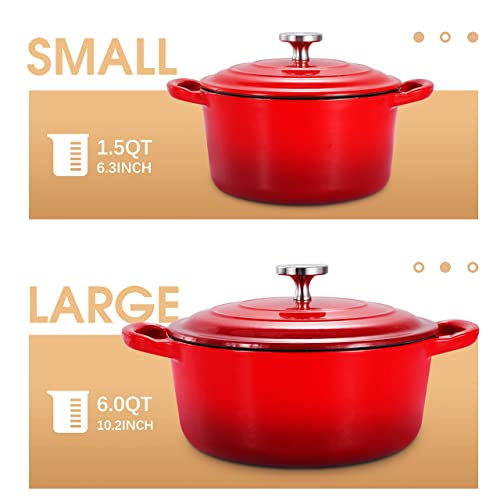 Enamel Cast Iron Dutch Oven with Lid, 6QT E8438