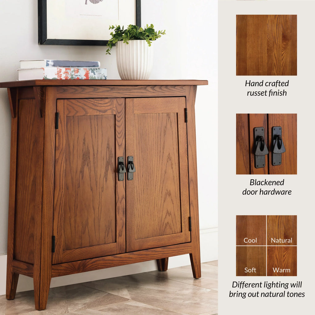 Mission Foyer Cabinet Hall Stand, Solid Wood, Rich Russet Finish Q836359