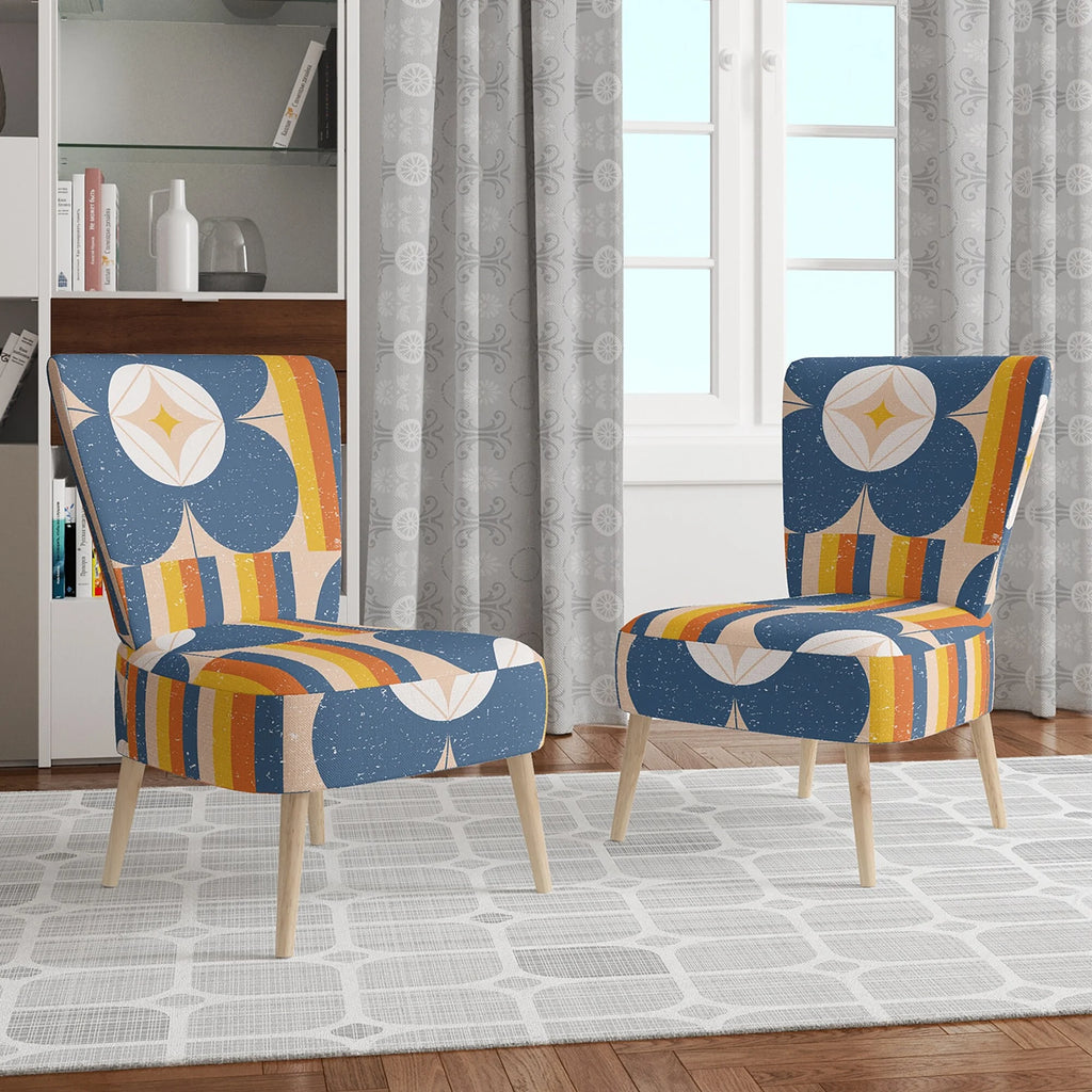 Retro Floral Upholstered Mid-Century Accent Chair S735