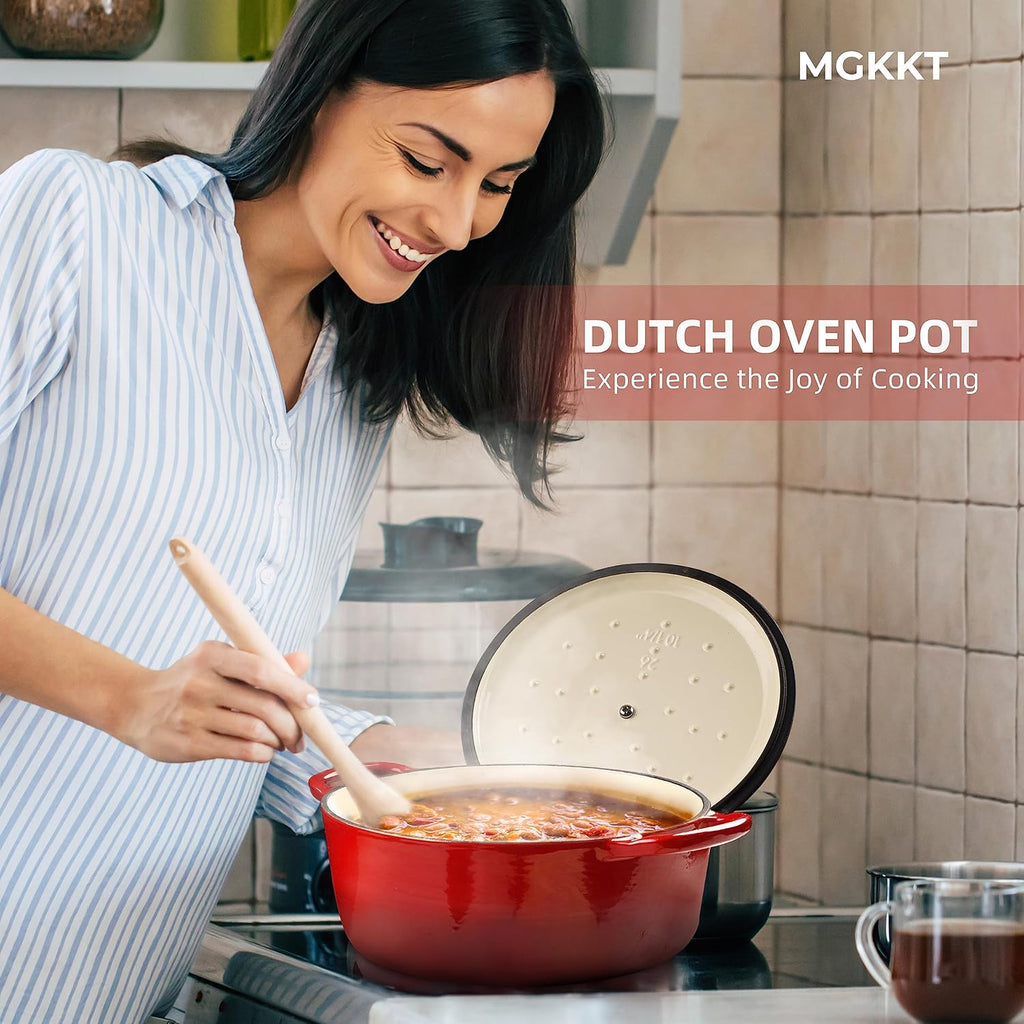 4.5 Quart Enamel Cast Iron Dutch Oven with Lid, Red V515733