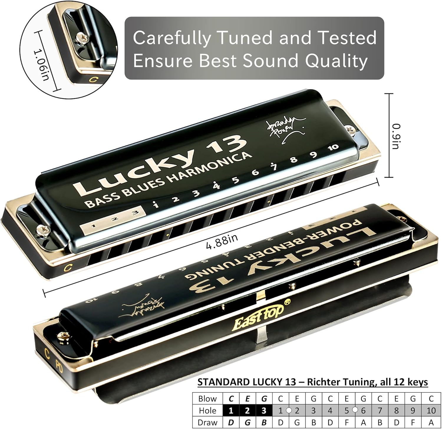 13 Hole Diatonic Harmonica in C Key for Adults F665940