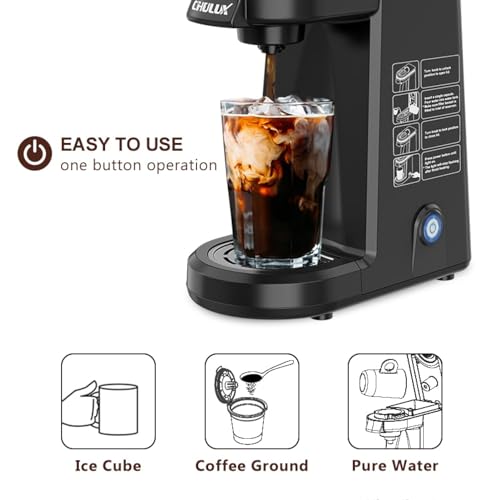 Single Serve Coffee Maker, Red, for K Cup & Ground Coffee J48193