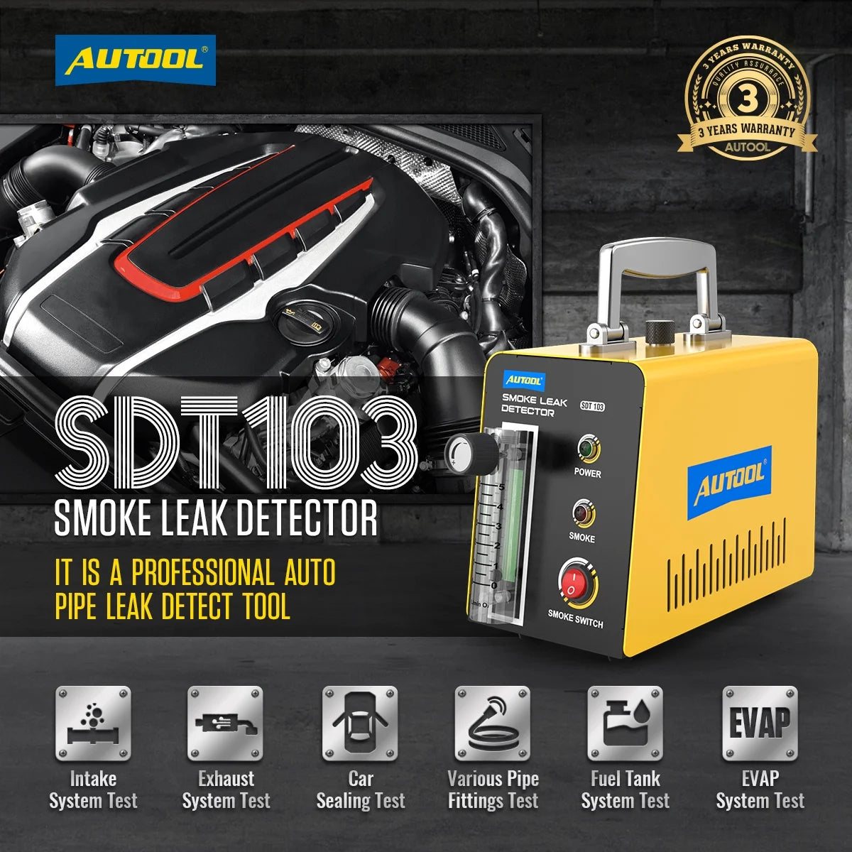 Car EVAP Smoke Machine Leak Tester, Automotive Smoke Leak Detector, DC12V D150
